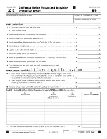 Fill in Your California 3541 Template