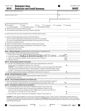 Fill in Your California 3805Z Template
