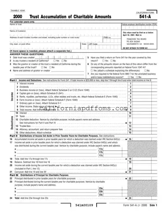 Fill in Your California 541 A Template