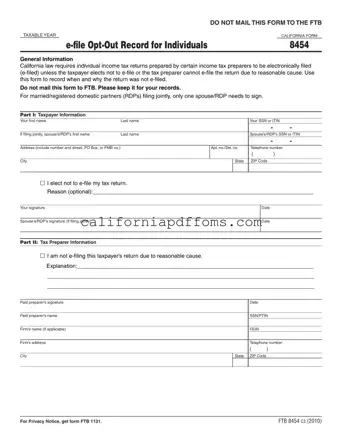 Fill in Your California 8454 Template