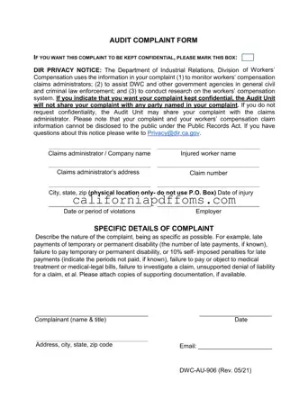Fill in Your California Audit Template