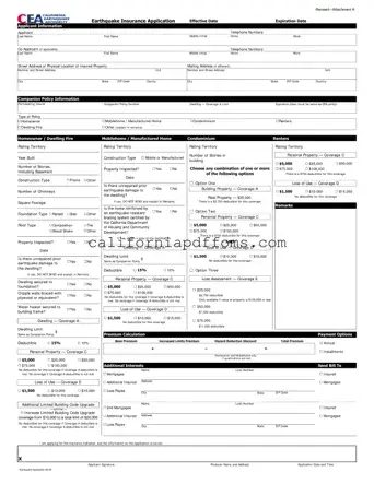 Fill in Your California Earthquake Authority Template