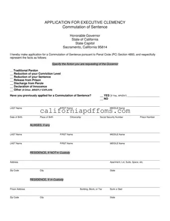 Fill in Your California Executive Clemency Template