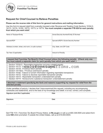 Fill in Your California Ftb 626 Template