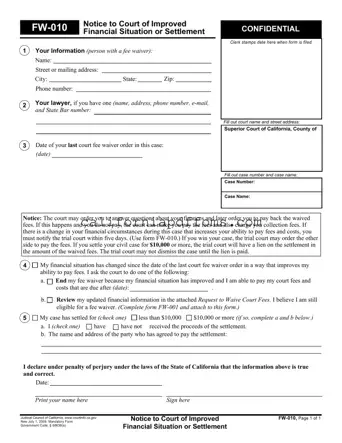 Fill in Your California Fw 010 Template