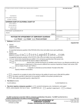 Fill in Your California Gc 110 Template