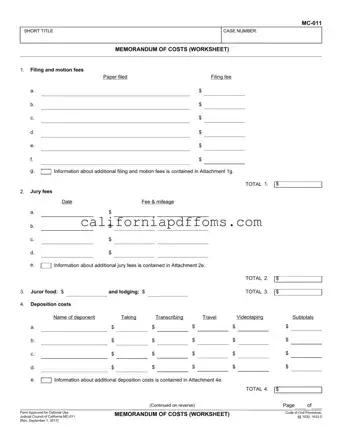 Fill in Your California Mc 011 Template