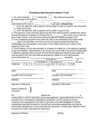 Fill in Your California Note Secured Template