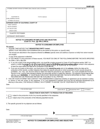 Fill in Your California Notice Consumer Template