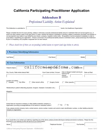 Fill in Your California Participating Practitioner Template