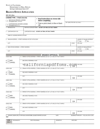 Fill in Your California Re 203 Template