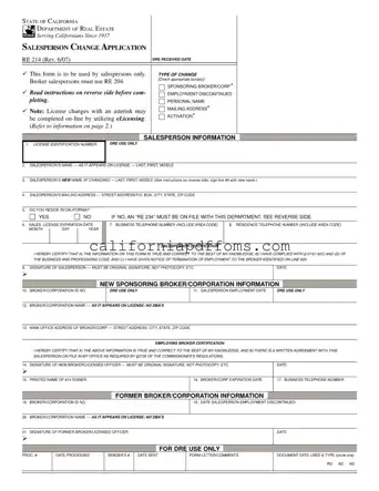 Fill in Your California Re 214 Template