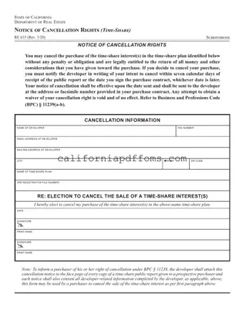 Fill in Your California Re 615 Template