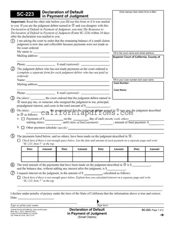 Fill in Your California Sc 223 Template
