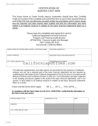Fill in Your California Sr 10 Template