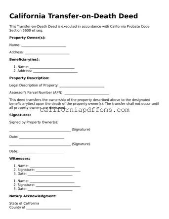 Blank  Transfer-on-Death Deed Form for California