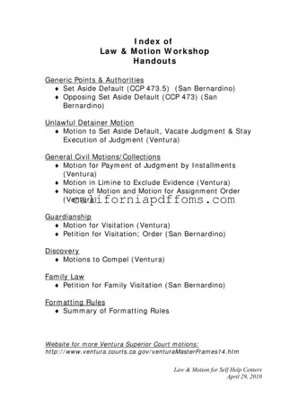 Fill in Your Motion To Set Aside Default Judgment Los Angeles California Template